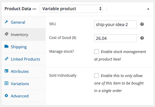 WooCommerce Cost of Goods: Variable Product Cost Configuration