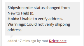WooCommerce Shipwire Integration Order Notes