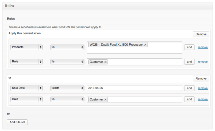 Conditional Content Rule Builder Example