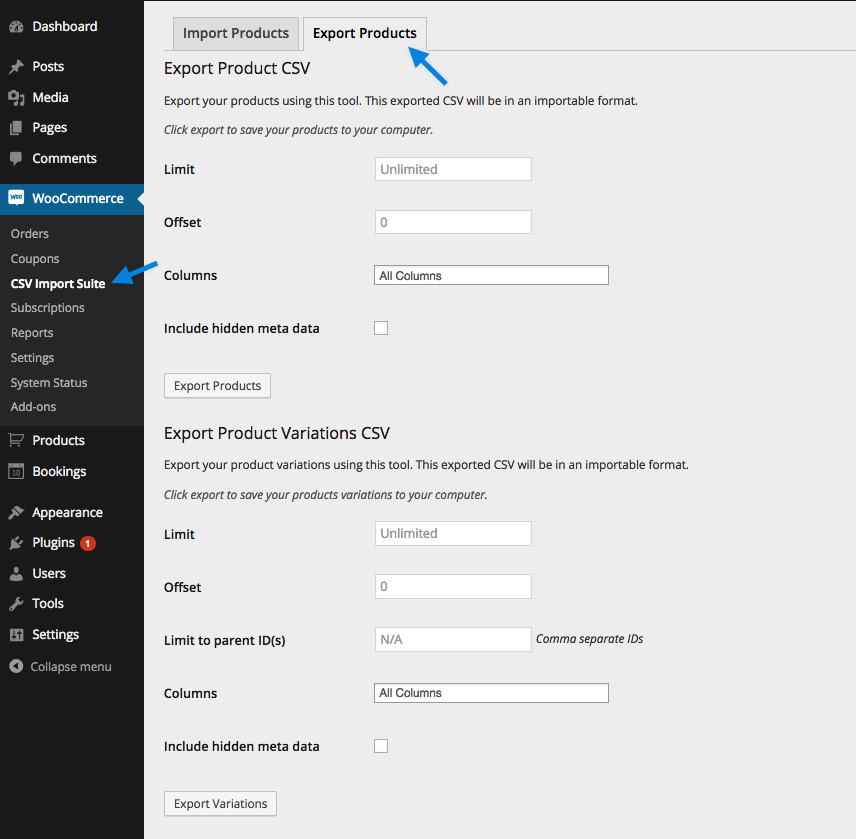 Exporting Products and Variations Documentation - WooCommerce