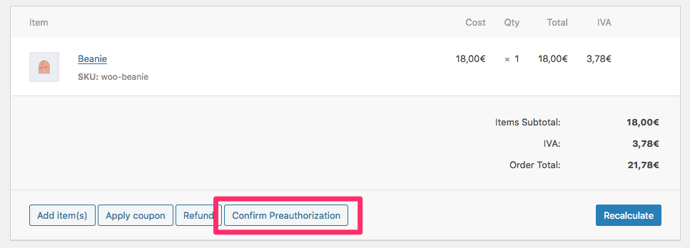 Conformar preautorización WooCommerce