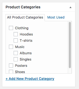 When you add a new product via Products > Add Product, you can select this new product category from the list.