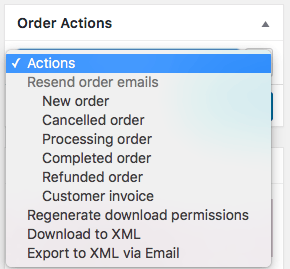 WooCommerce Customer / Order XML Export; single order action