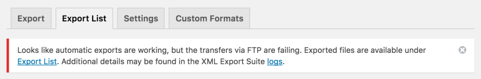 WooCommerce Customer / Order XML Export transfers failing