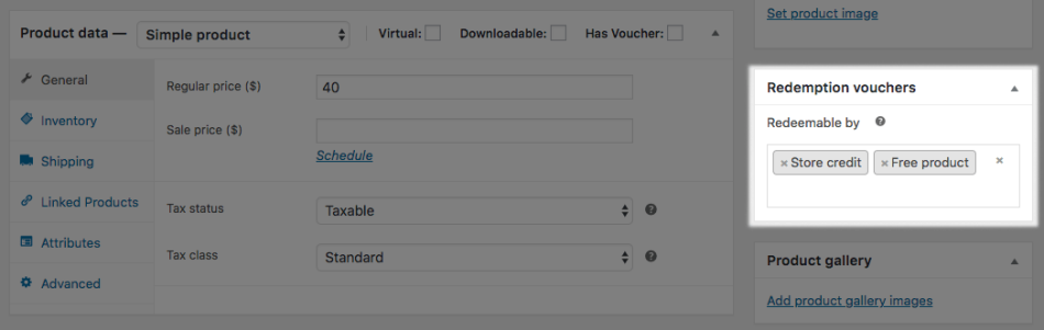 WooCommerce PDF Product Vouchers: marcar productos canjeables