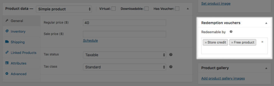 WooCommerce PDF Product Vouchers: mark redeemable products