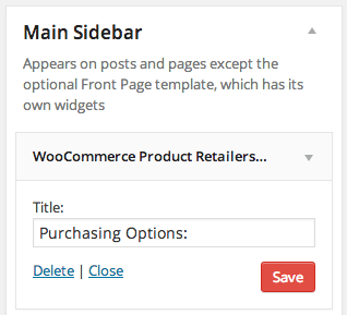 WooCommerce Product Retailers add widget