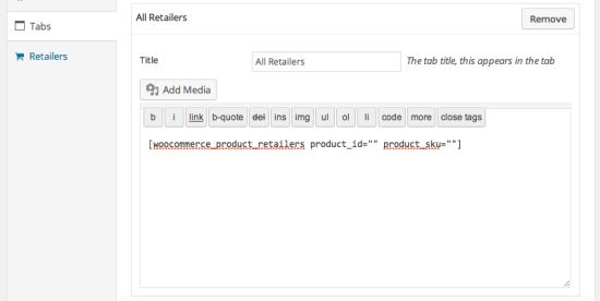 WooCommerce Product Retailers add shortcode