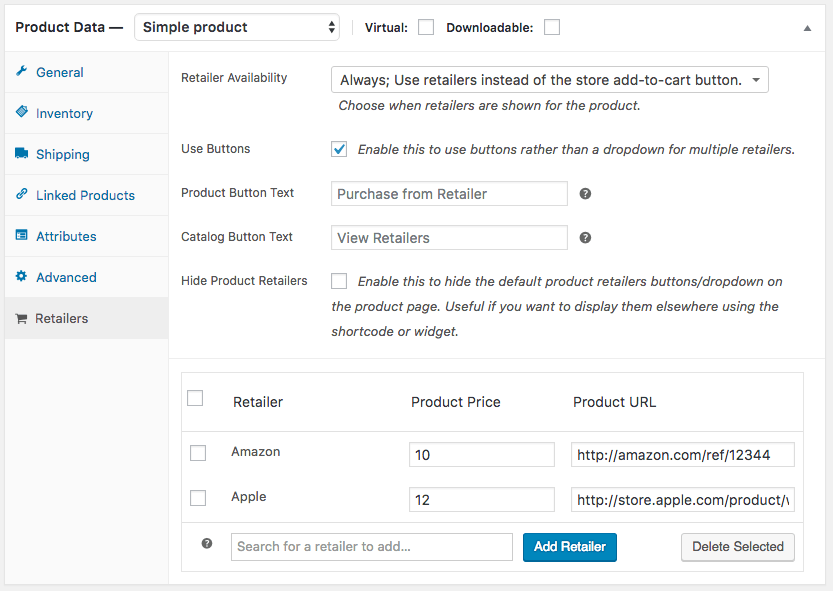 WooCommerce Product Retailers: Assign Retailers