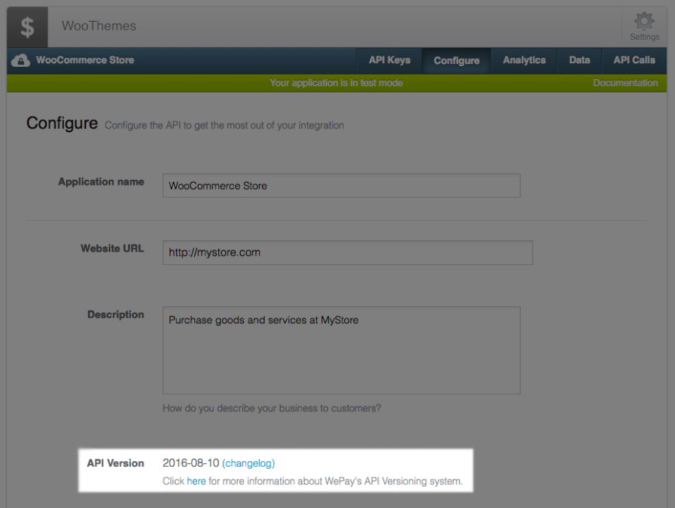 WooCommerce WePay: Account API version