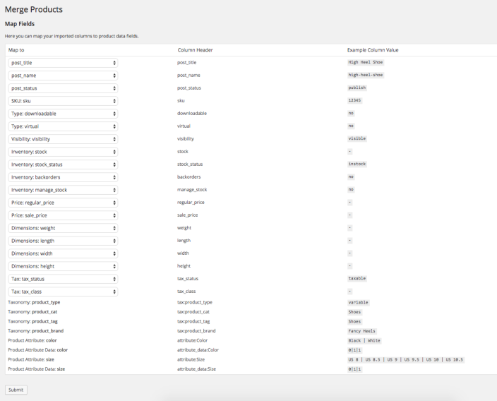 Product CSV Import Suite - Merge Map