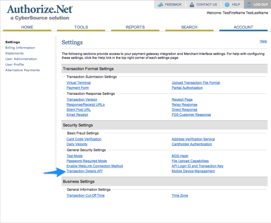 WooCommerce Authorize.Net Reporting Setup 2