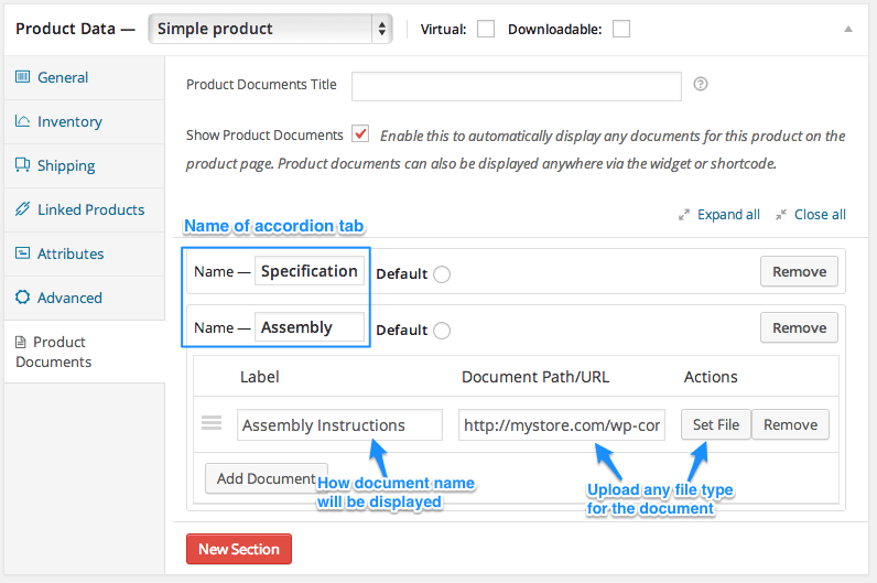 WooCommerce Product Documents Tab and Document Addition