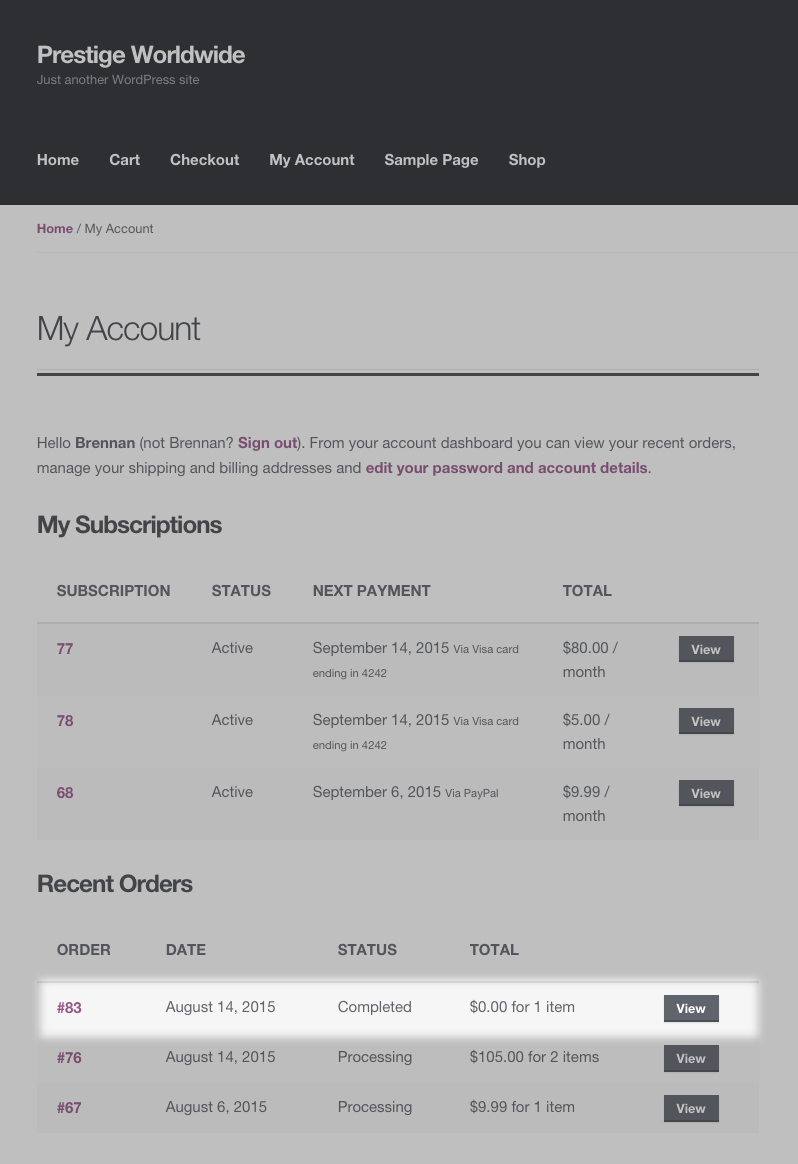 4. Switch Order on My Account Page