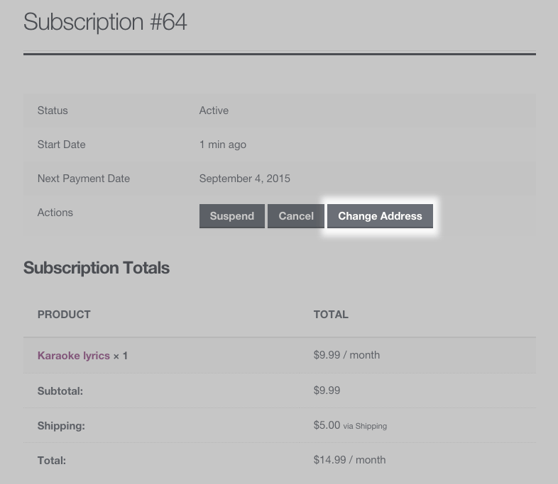 Change Address on Subscriptions Documentation - WooCommerce