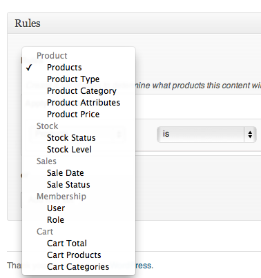 Overview of the easy to use rule selector
