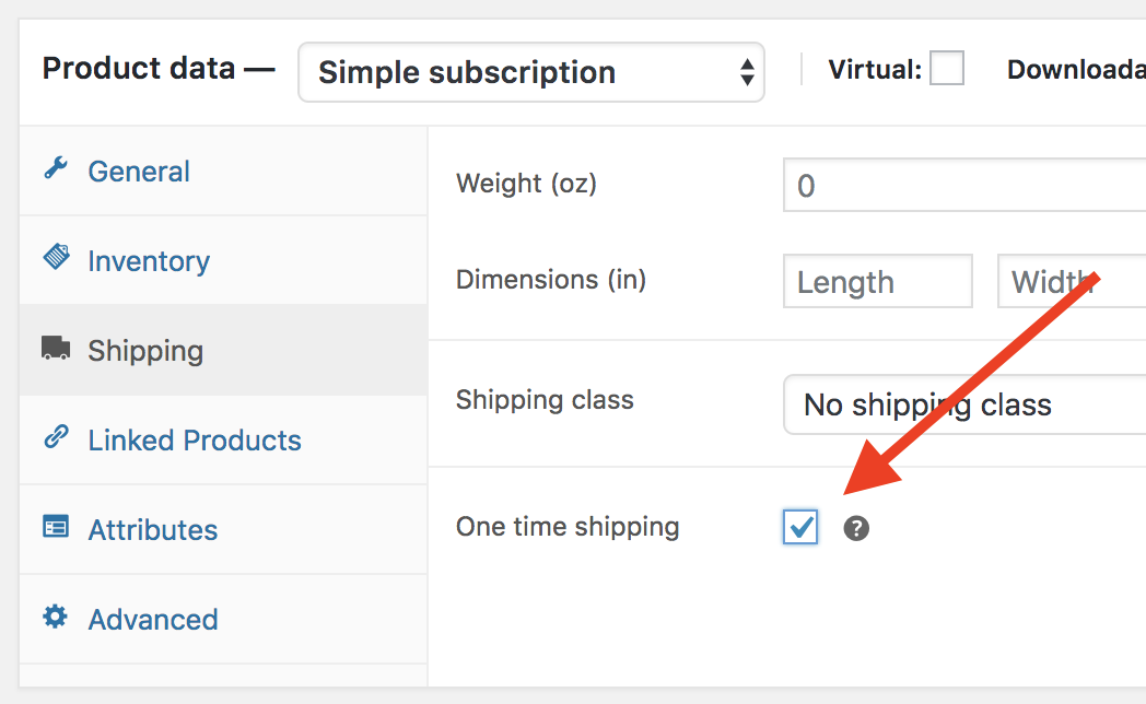 One Time Shipping Checkbox on Edit Product Screen