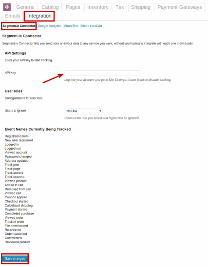 Segment.io Connector setting