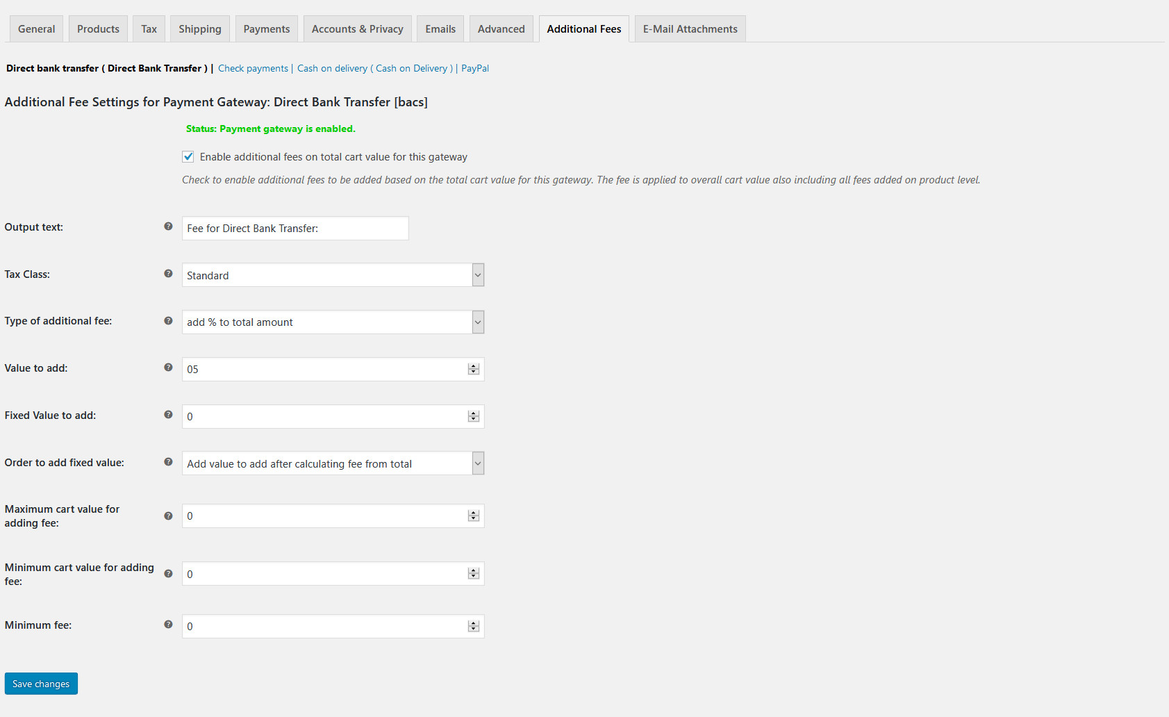 Payment Gateway Based Fees