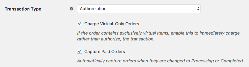 WooCommerce Intuit Payments authorization settings