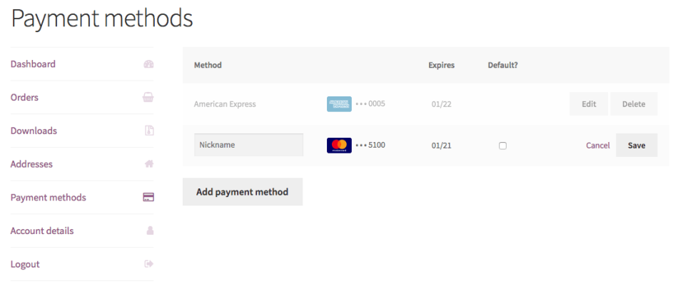 WooCommerce Intuit Payments enhanced saved payment methods