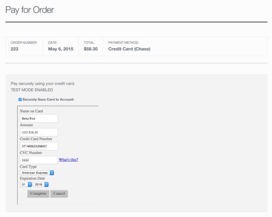 WooCommerce Chase Payment Default Pay Page