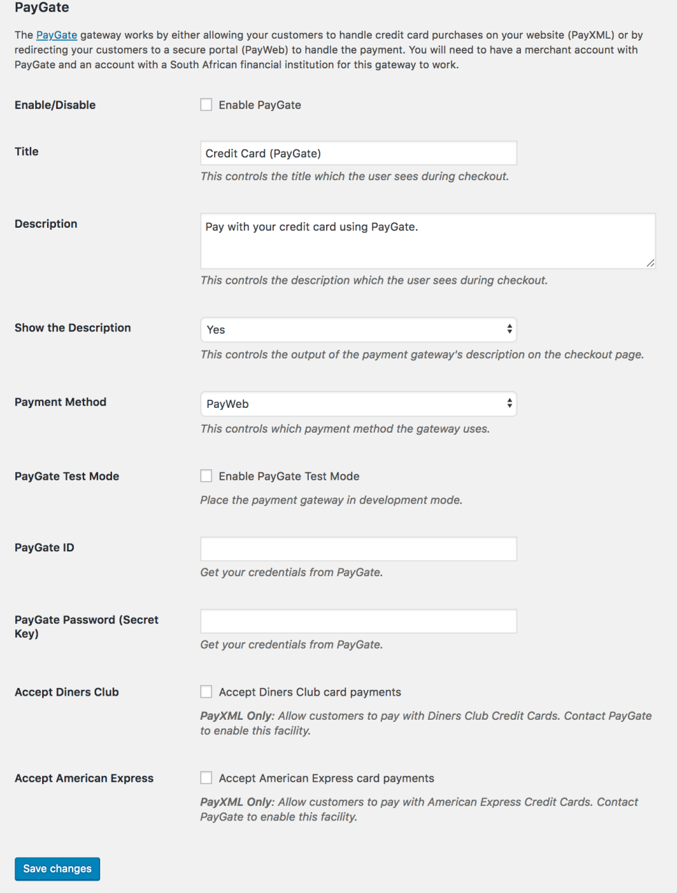 Paygate Interface PayGate Documentation - WooCommerce