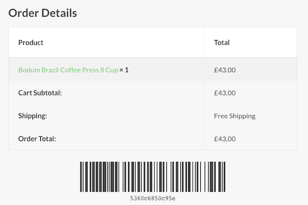 WooCommerce Order Barcodes