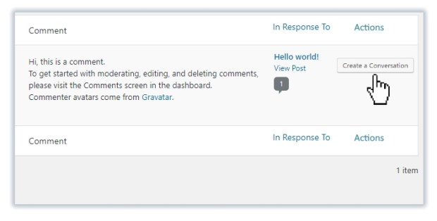 Start a conversation from WordPress blog comments