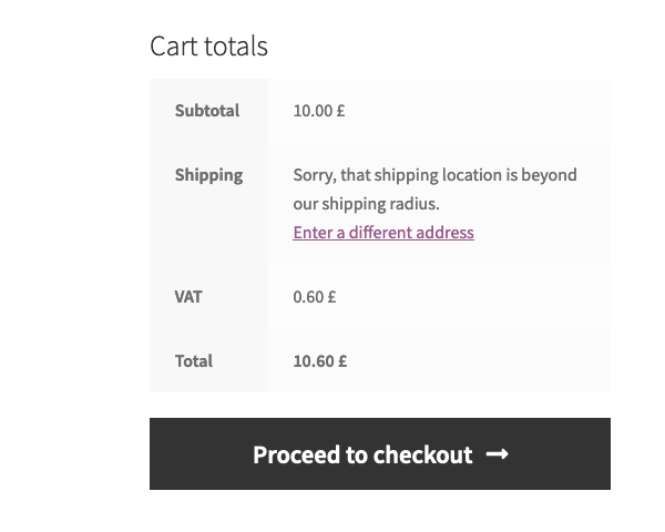 Distance Rate Shipping Beyond Shipping Radius