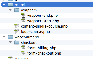 Screenshot showing the website's folder structure.