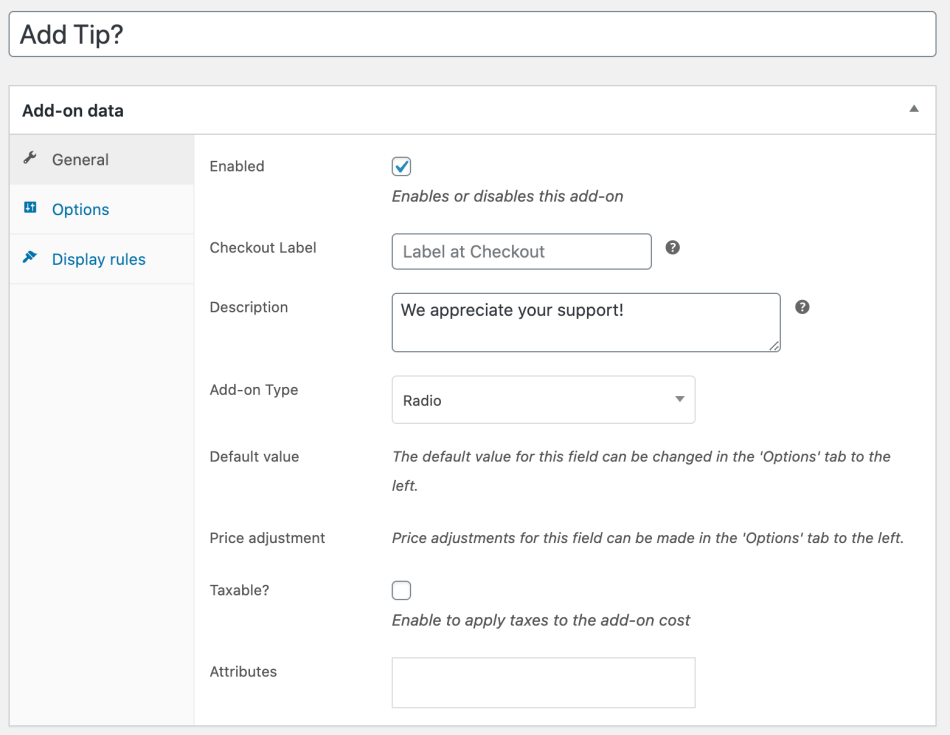 Creating a checkout add-on