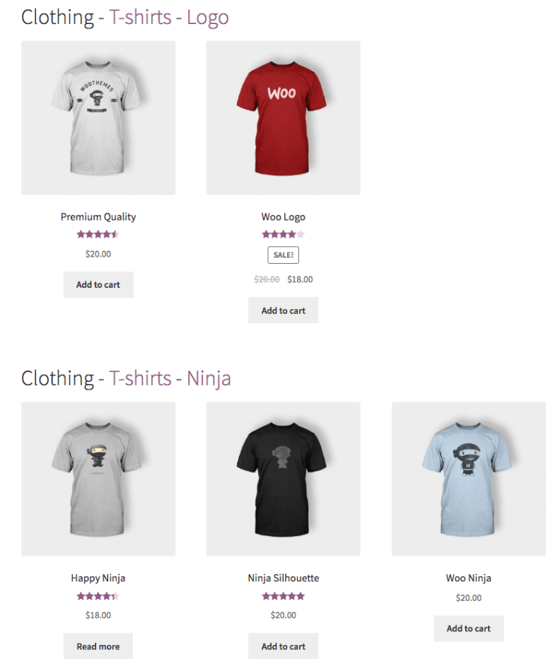 WooCommerce Nested Category Layout Multiple Nested Categories