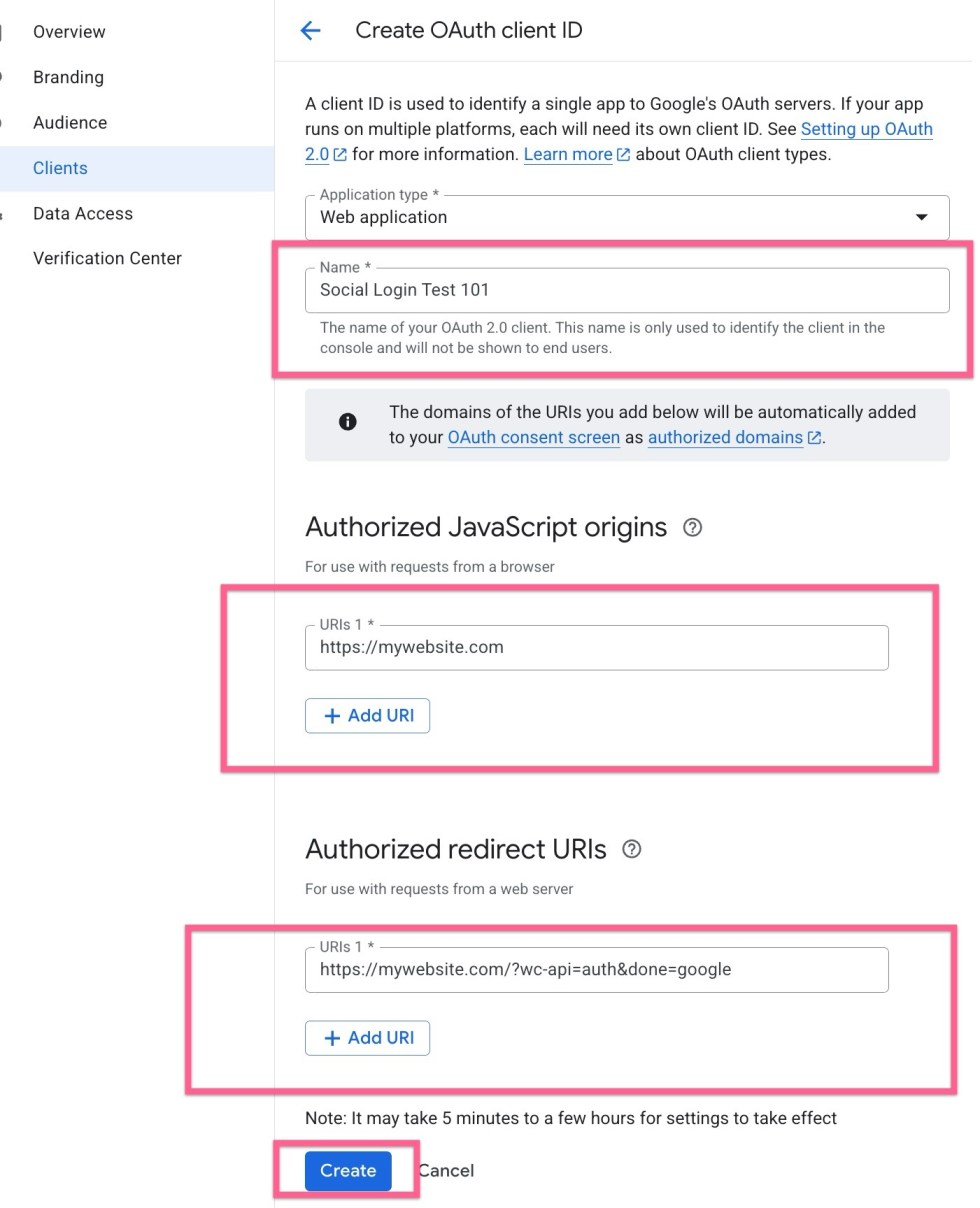 Google Apps Client ID and Secret setup.