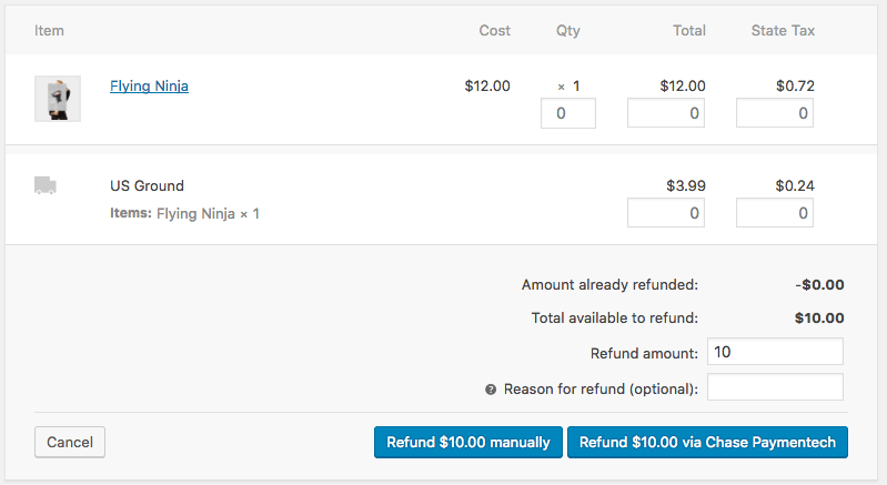 WooCommerce Chase Paymentech Test Refunds