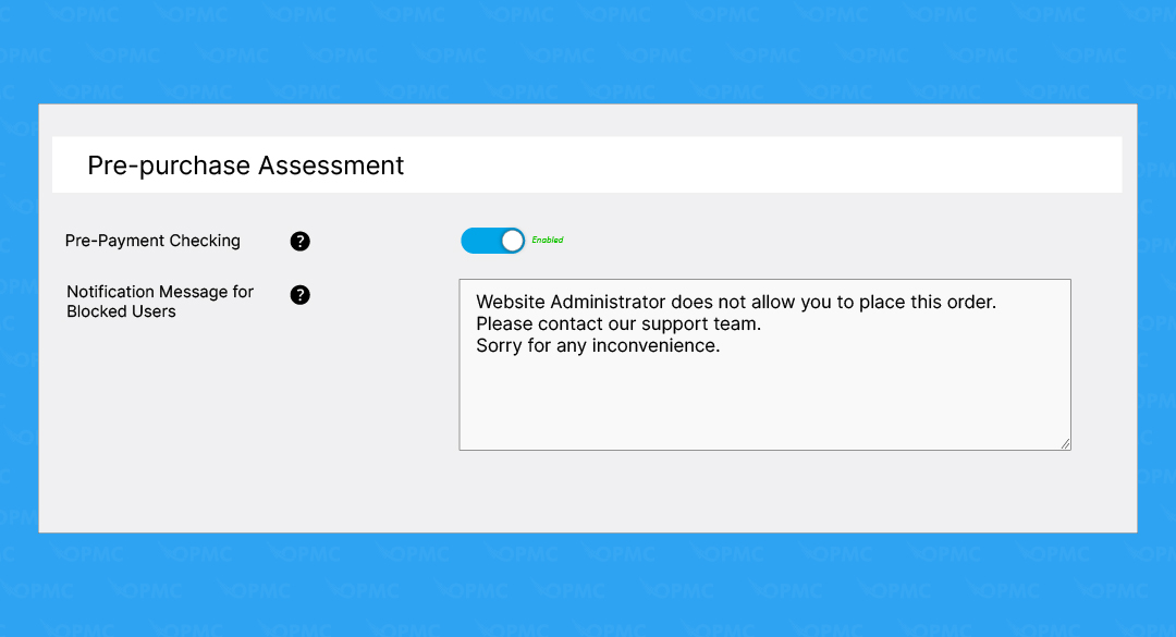 Pre purchase assessment of orders