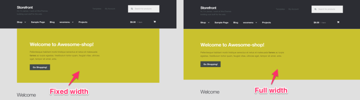 Fixed width vs Full width layout