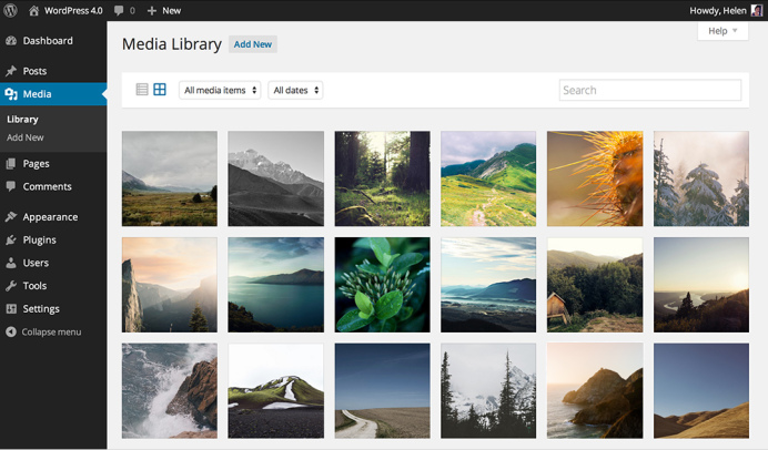 The new media library in WordPress 4.0