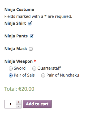 WooCommerce Ninja Forms Product Add-ons - WooCommerce