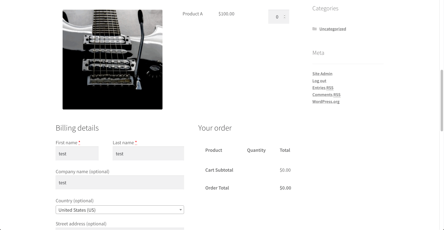 One Page Checkout page with the auto-scroll feature enabled