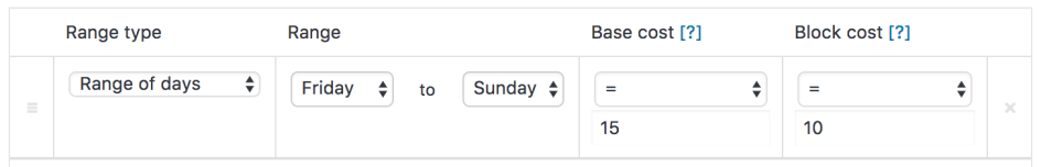 Bookings Cost Range Example