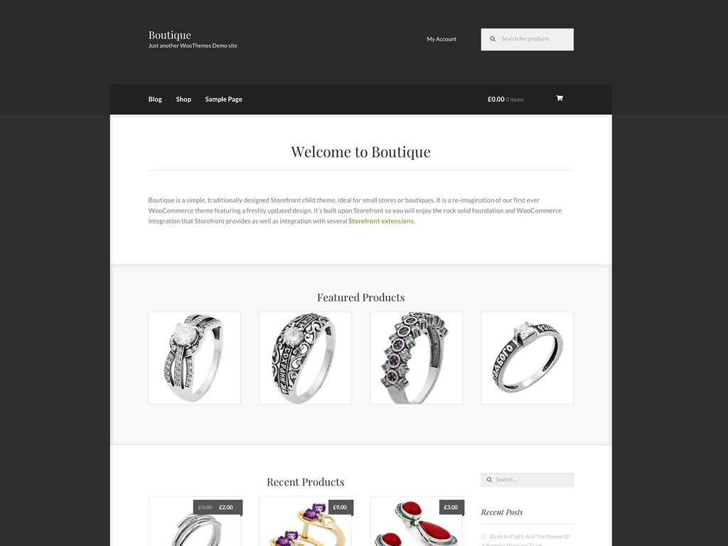 The Boutique homepage