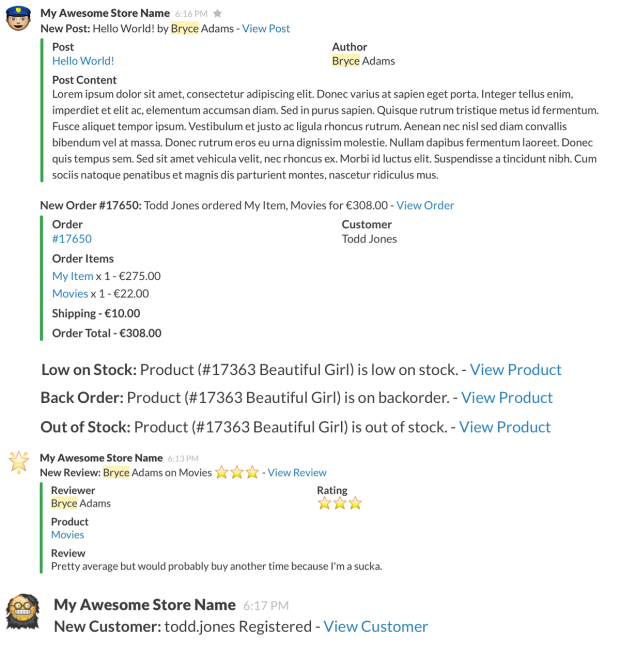 WooCommerce Slack