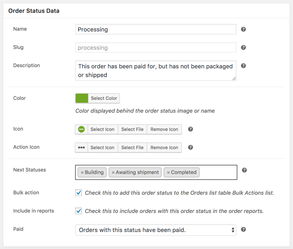 WooCommerce Order Status manager: Edit Core Status