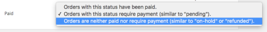 WooCommerce Order Status Manager: payment status