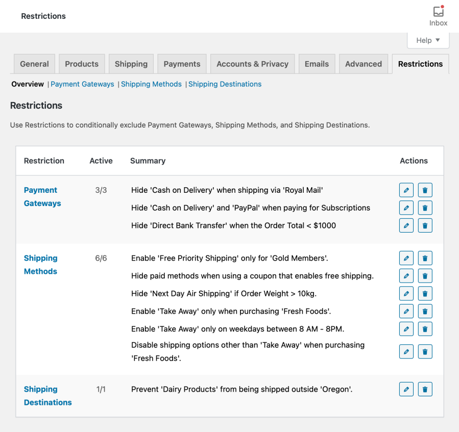 Get complete control over your WooCommerce shipping and payment options.