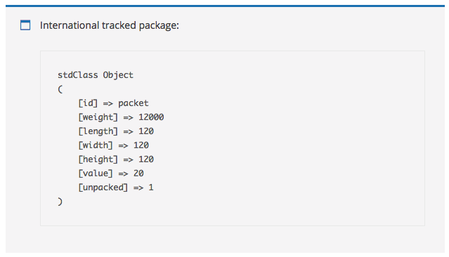 Royal Mail debug mode sample