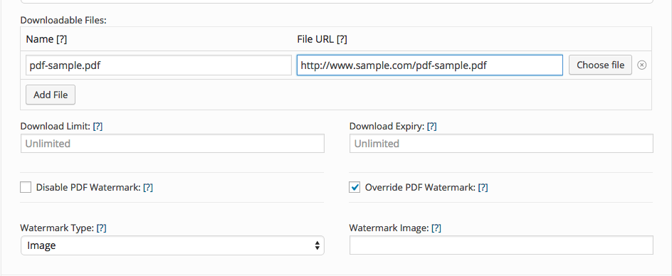WooCommerce PDF Watermark Variable Product Settings