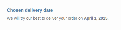 Order delivery date email