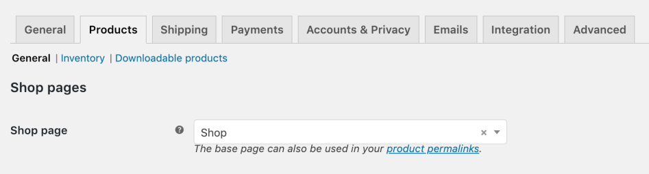 WooCommerce Settings showing the General Products section
